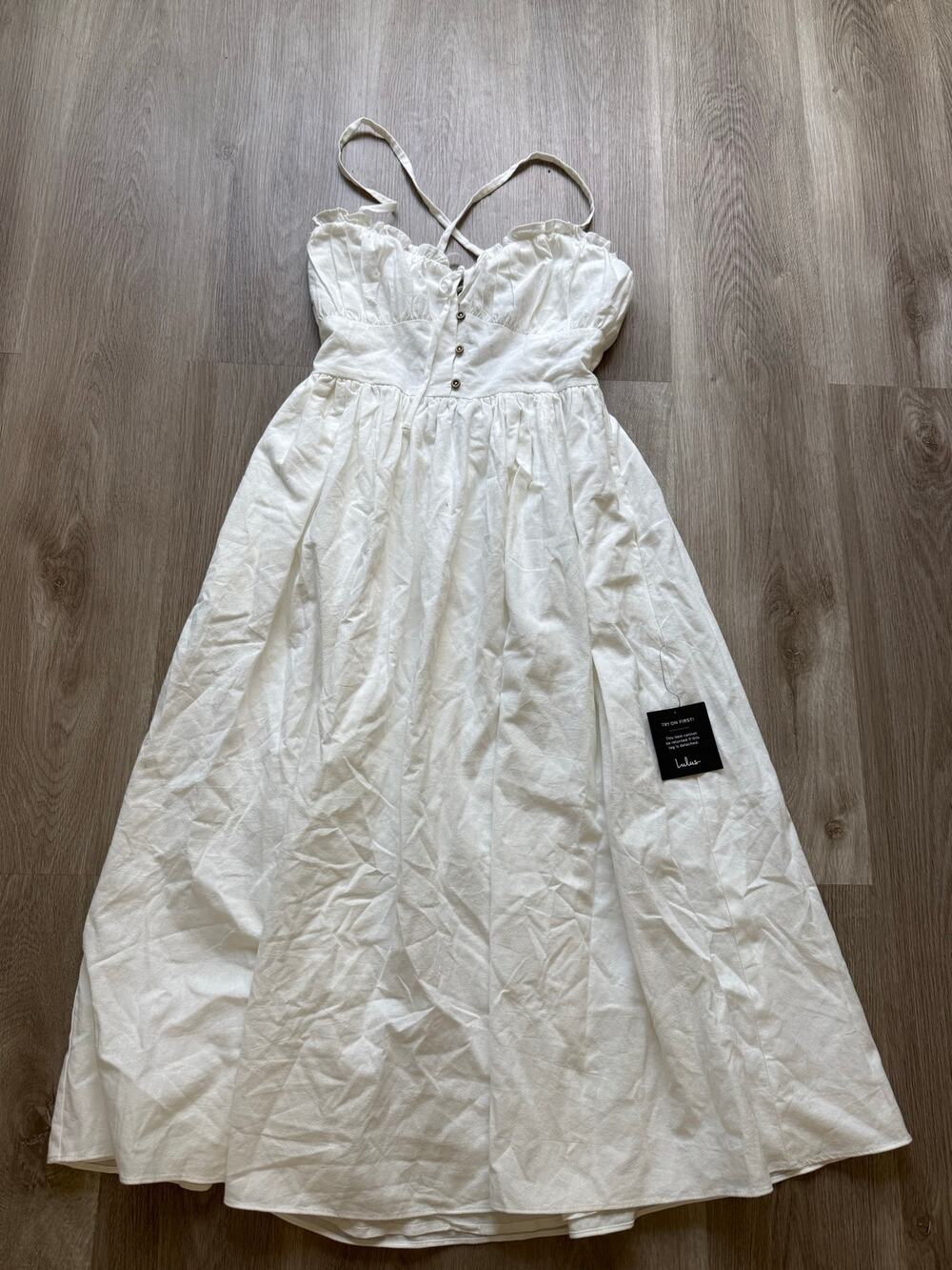 Lulus White Maxi Dress, Women's size Small, Strappy NWT
